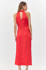 Brayeln Mock Neck Midi in Red