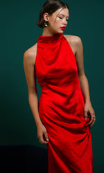 Brayeln Mock Neck Midi in Red