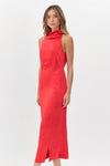 Brayeln Mock Neck Midi in Red