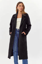 Bryce Brushed Oversized Coat in Black