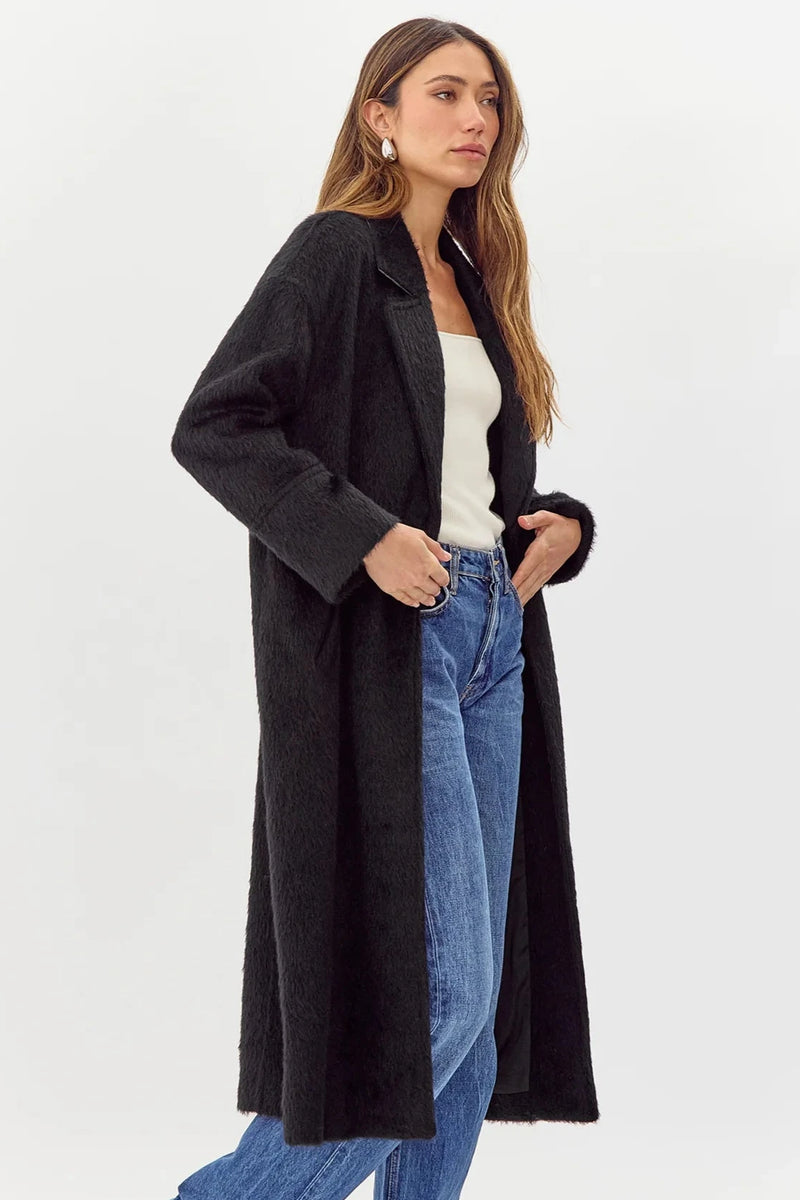 Bryce Brushed Oversized Coat in Black