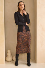 Athena Bias Cut Midi Skirt in Animal