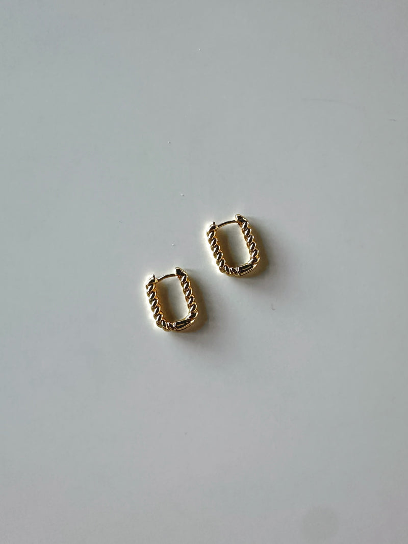 Miley Rectangle Hoops in 14K Gold Plated