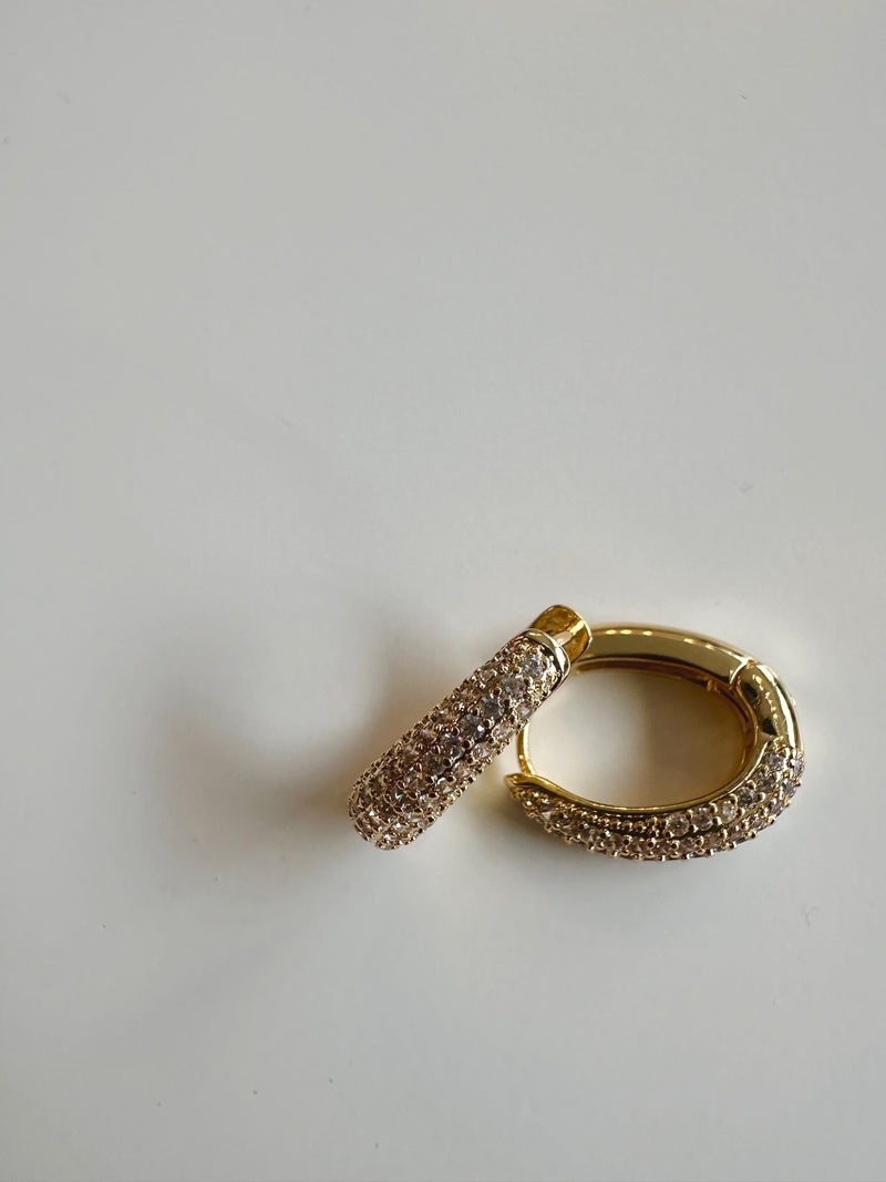 Addie Pave Oval Hoops in 14K Gold Plated
