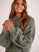 Kaine Cable Sweater in Mint