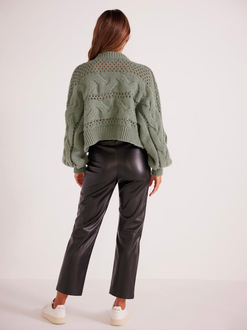Kaine Cable Sweater in Mint