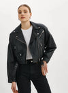 Dylan 80's Leather Biker Jacket in Black