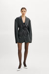 Kassandra Faux Leather Blazer in Black