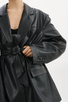 Kassandra Faux Leather Blazer in Black