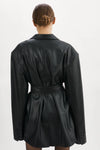 Kassandra Faux Leather Blazer in Black