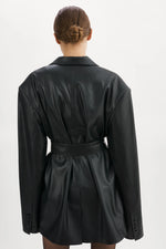 Kassandra Faux Leather Blazer in Black