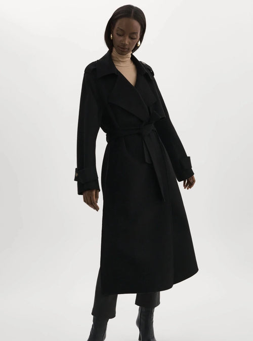 Margaret Wool Trench Coat in Black – Shades of Grey Boutique