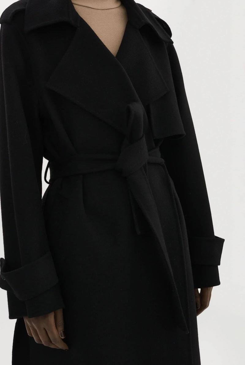 Margaret Wool Trench Coat in Black
