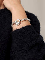 Padlock Heart Chain Bracelet in Silver