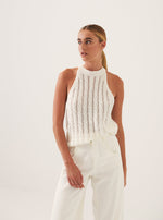 Cedric Sleeveless Cable Knit Halter in Ivory