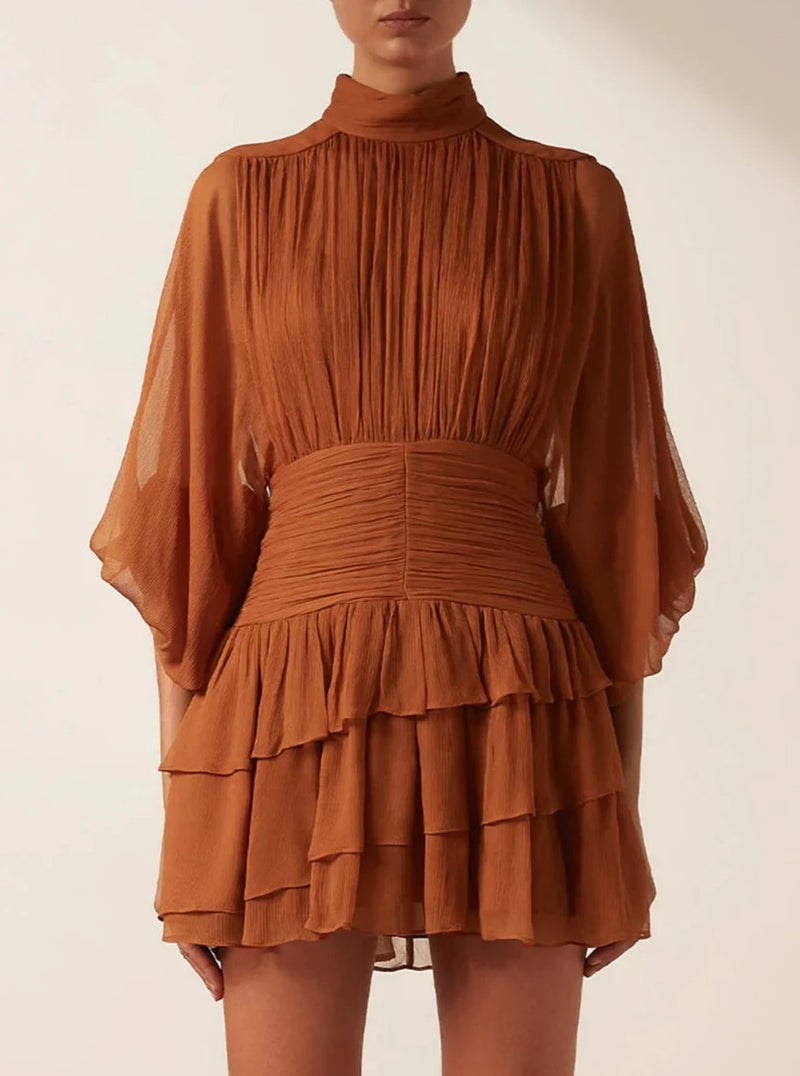 shona joy long sleeve ruched mini dress Shona Joy Victoria Long Sleeve Ruched Mini Dress in Cream
