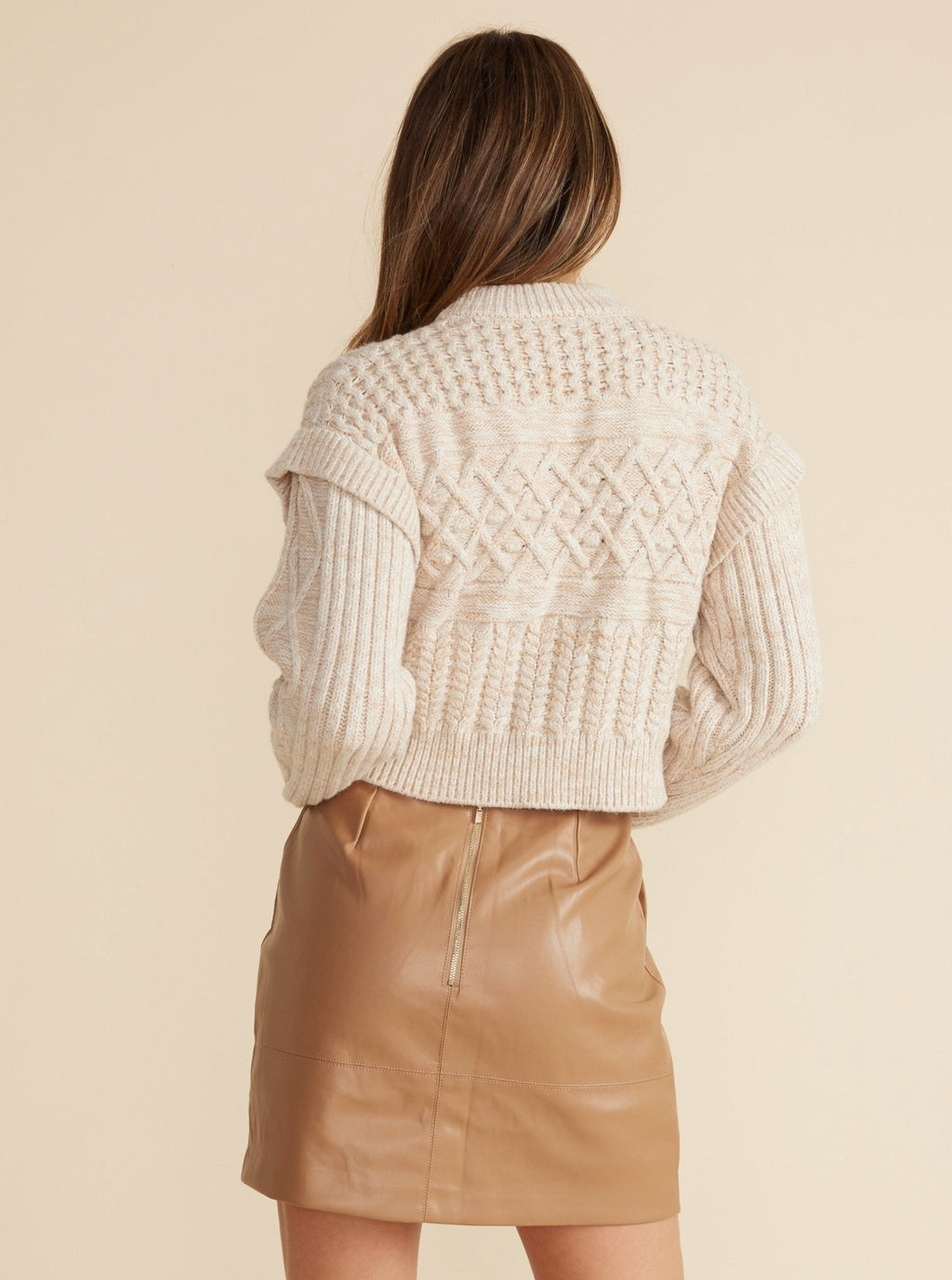 Valet PU Mini Skirt in Tan