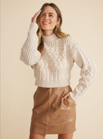 Jolene Cable Knit Ball Jumper in Oatmeal