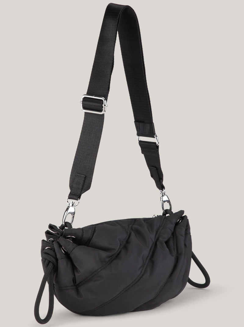 Quilted Drawstring Duffle Bag in Black