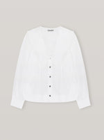 Cotton Poplin V-Neck Shirt in Bright White