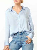 Jules Satin Blouse in Sky