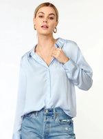 Jules Satin Blouse in Sky