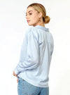 Jules Satin Blouse in Sky