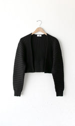 Sonia Rib Knit Shrug Cardi in Black