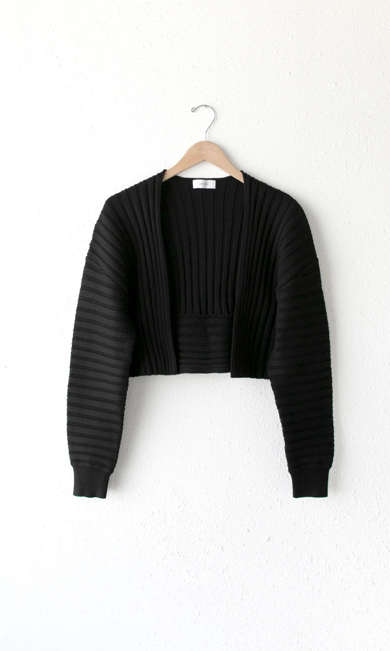 Sonia Rib Knit Shrug Cardi in Black