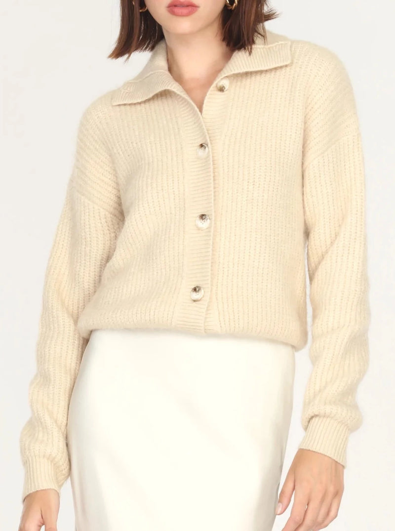 Pauline Button Front Sweater in Cream