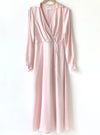 Cherie Satin Midi Dress in Sweet Pink