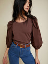 Gracie Pintuck Combo Tee in Pinot Noir