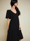 Jacie Flutter Sleeve Dress in Jet Black