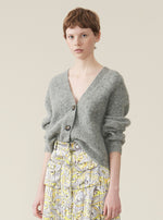 Soft Wool Knit Cardigan in Heather Grey