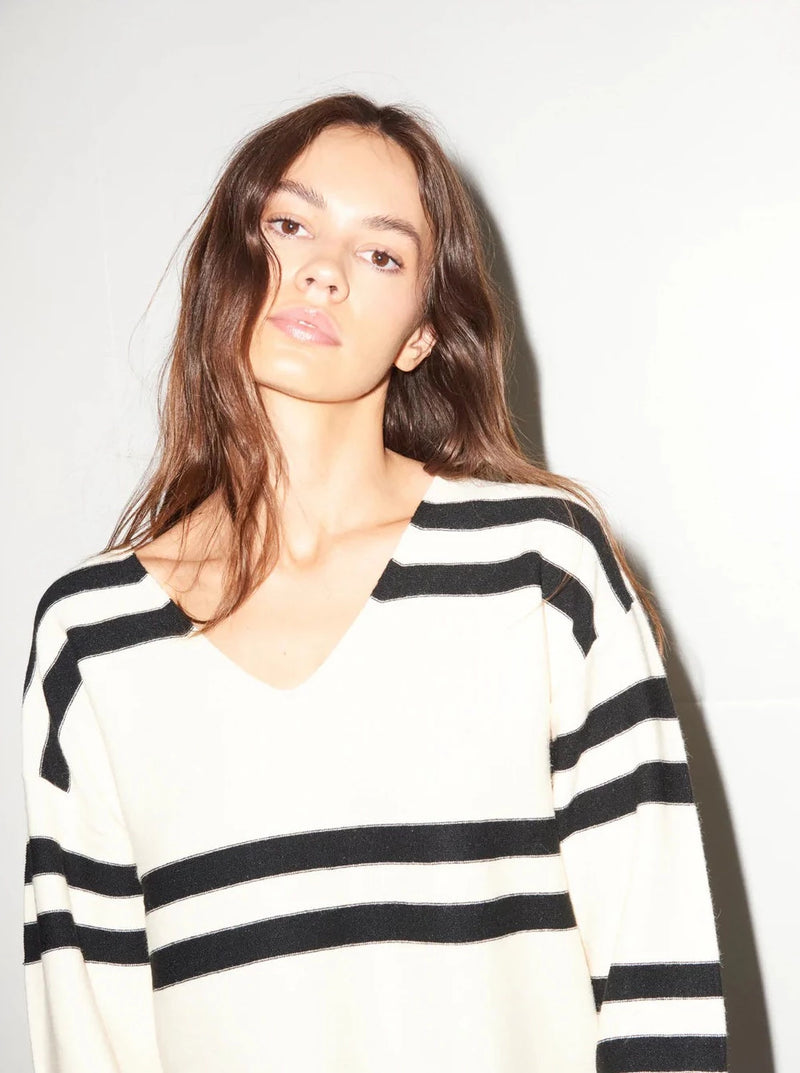 Luca Striped Sweater in Ivory/Black