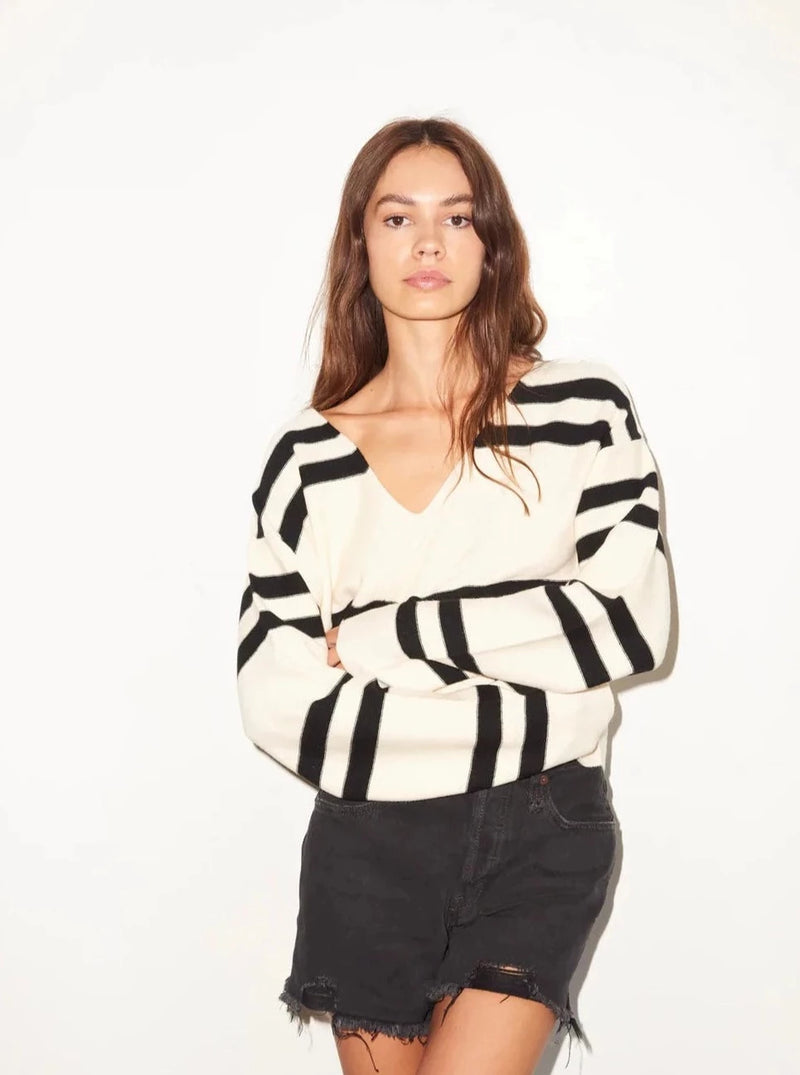 Luca Striped Sweater in Ivory/Black