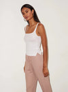 Essential Ribbed Scoop Tank in White