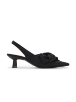 Soft Bow Kitten Heel Slingback Pumps in Black