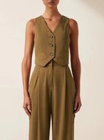 Tailored Fitted Vest in Tapenade