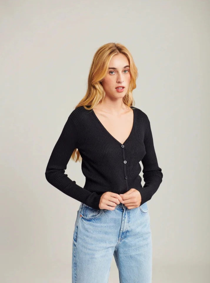 Teddy Ribbed Button Up Cardi