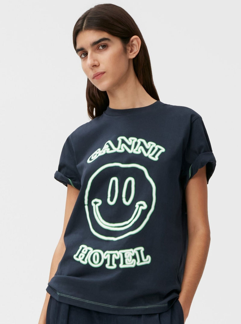 Ganni Hotel T-Shirt in Sky Captain