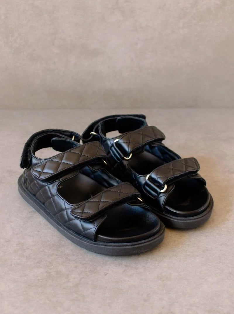 Double Strap Leather Sandals in Black Shades of Grey Boutique