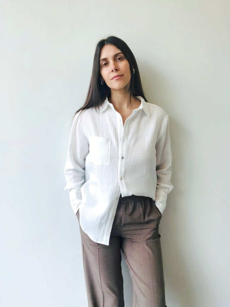 Zosia Button Up in Chalk