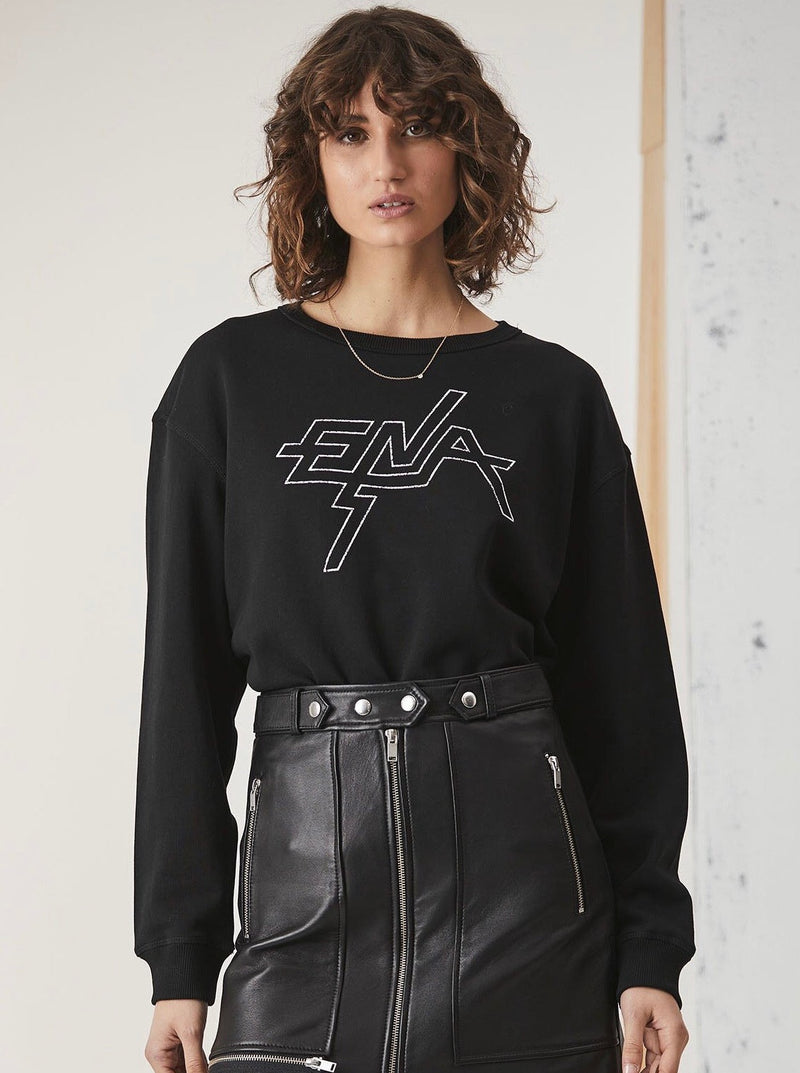 Ena Block Logo Sweatshirt in Black