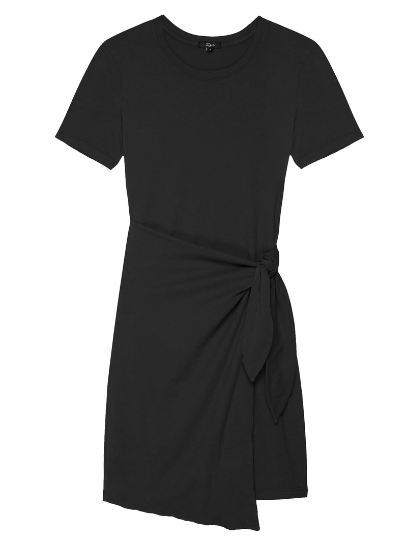 Edie Tie Waist T-shirt Dress in Vintage Black