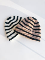 Striped Knit Beanie in Ivory