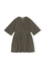 Seersucker Check Wrap Mini Dress