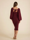 Paige Puff Sleeve Knit Dress in Wine