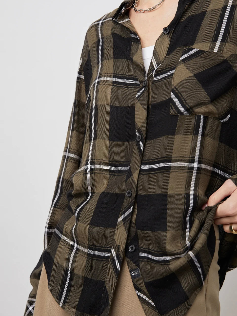 Hunter Shirt in Black Olive Ivory