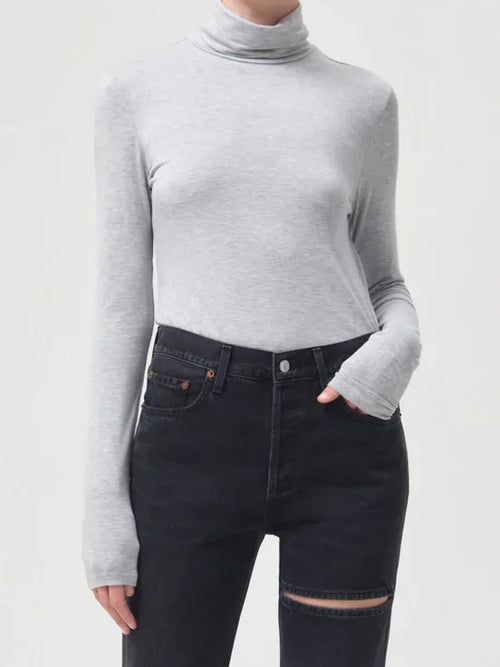 Nissa Soft Slouch Turtleneck in Grey Heather